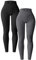 OQQ 2er Pack Damen Leggings Cross Waist High Waist Elastische Lange Yoga Sport Leggings für Damen Schwarz Dunkelgrau