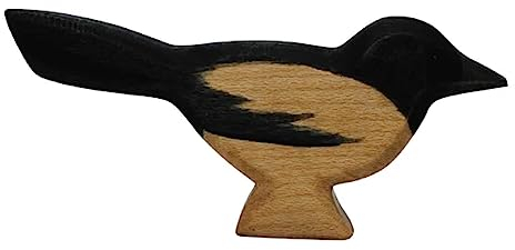 HolzWald - 4034 - Vögel, Elster, Holz, Handarbeit, 5,3cm x 12,1cm x 2,2cm