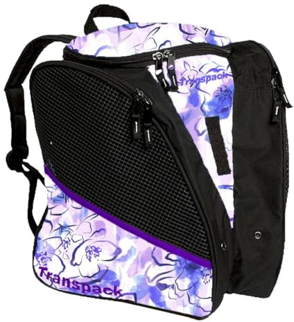 TRANSPACK Ice Skate Rucksack, blau, Blumenmuster, Wasserabweisender, robuster, Leichter 33-Liter-Schlittschuh-Rucksack