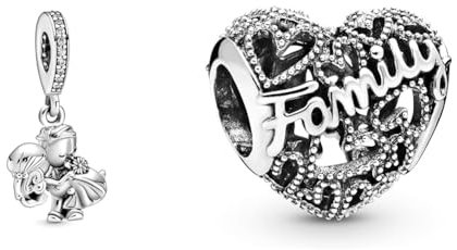 Pandora 798896C01 Perle de mariage. & Charm 798571C00 Breloque en argent pour la famille du cœur de la femme