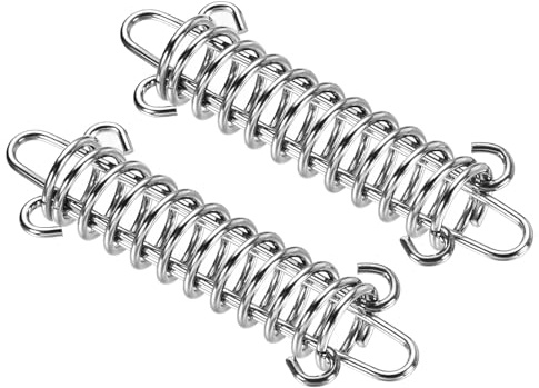 M METERXITY 2 Pcs Boucles à Ressort pour Tente 90X30Mm Ton Argent | Tendeur de Corde en Acier Inoxydable Anti-Vent, pour le Camping et la Randonnée