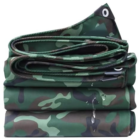 Épaissir la couverture de bâche imperméable 4x4m feuille de bâche de camouflage robuste, bâches de toile de meubles d'extérieur feuille de sol tente de bâche polyvalente imperméable à la pluie pliable