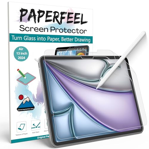 PAPERFEEL 2 Unités Protection Écran pour iPad Air 13 Pouces M3 2025 et iPad Air 13 Pouces M2 2024, Protecteur D'écran en PET Papier Mat pour iPad Dessiner, Anti-Reflet, Anti-empreintes Digitales