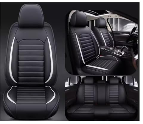 DUBOM Full Set Auto Sitzbezüge für V-w Tiguan 2016-2023 SEL R-Line Elegance, Wasserdichter Leder-Autositzbezug, Seasons Protectors VerschleißFest, 5-Sitzer Autositzbezug Universal(D(White))