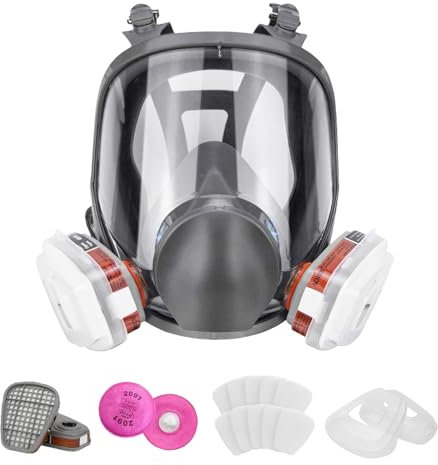 Vollgesichts-Atemmaske – Professionelle Atemschutzmaske, Gesichtsmaske mit austauschbaren Filtern | Vollgesichtsmaske der Serie 6800, beschlagfreie High-Definition-Linse für klare Sicht, Holzbearbeitu