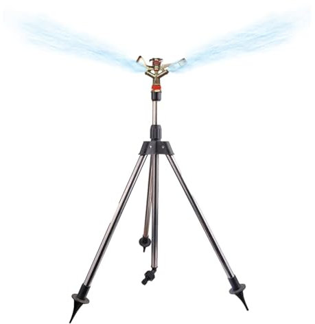 Dreuhuing Aspersores de césped para Patio – Aspersor de trípode Giratorio, aspersor retráctil, Ajuste de Altura, Ahorro de energía para césped, guardería, Invernadero, Gran Cobertura de área