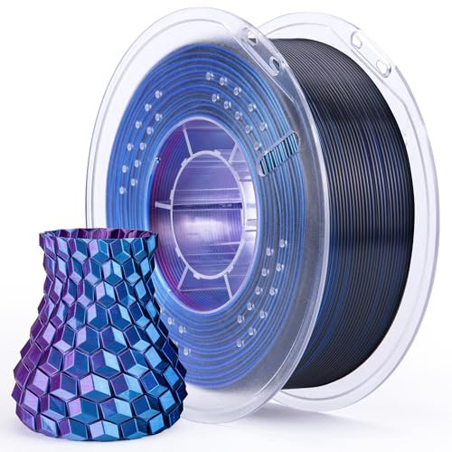 ELEGOO PLA Filament 1.75mm Seide Blau Violett Schwarz Dreifarbig 1KG, 3D Drucker Filament Maßgenauigkeit +/- 0,02 mm, 1kg Pappspule (2.2lbs) Filament-3D-Druckmaterialien Passt für FDM 3D-Drucker