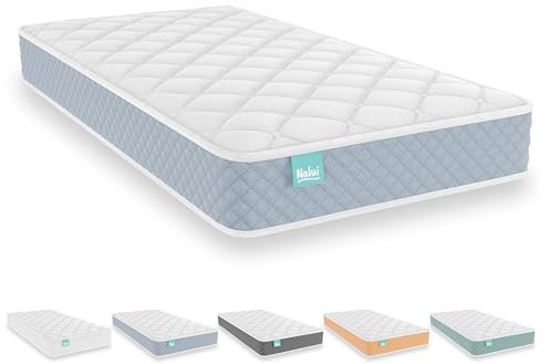 Nalui - Colchón Cuna Viscoelástico 140 x 70 cm Baby One Núcleo HR Adapt Foam, Tejido 3D Transpirable y Tejido Strech Hipoalergénico, Certificado Oeko-Tex® | Hecho en España. Altura ±12cm, Aguamarina