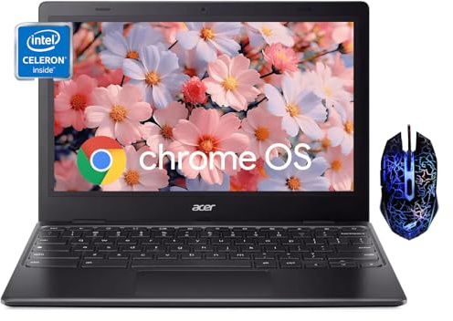 acer Chromebook 311 Slim Light Business Laptop, 11.6 HD Laptop, Intel Celeron N4500, 4GB RAM, 64GB eMMC, Intel UHD Graphics, Long Battery Life, HD Webcam, with Mouse, Chrome OS - Star Black