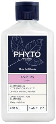 Phyto - Boucles - Shampooing Hydratation Boucles 250ml - Cheveux Ondulés, Bouclés 2A à 3A - Hydrate - Nettoie en douceur - Redéfinit les boucles - Élimine les résidus coiffants