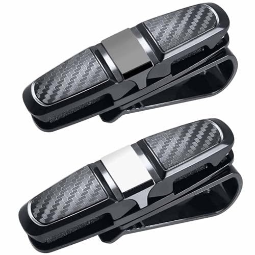 2Pcs Car Visor Sunglasses Holder Clip - Double-Ends Glasses Hanger for Car Sunglasses & Tickets with 180 Degree Rotational Clip,car glasses holder sun visor clip,car sunglasses holder clip