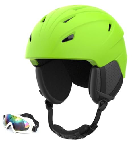 Ski Helmet Set, Ski Helmet with Ski Goggles, Snowboard Helmet Set for Men, Women & Youth(A2 Matte green,M (54-57CM))