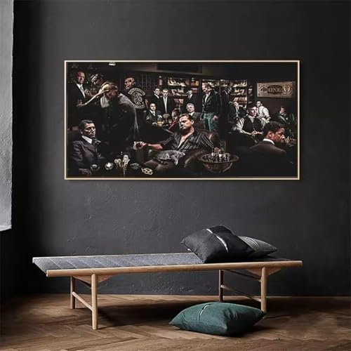 Öl-Poster auf Leinwand, Kunstdruck, Motiv: Ganster des Paten des Wolfs der Wall Street, 50 x 70 cm, ungerahmt