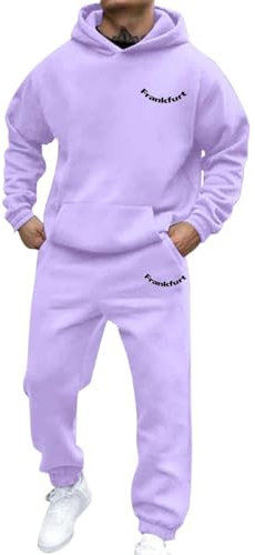 Sportswear Basic Tuta sportiva da uomo, 2 pezzi, set classico tracksuit streetwear travestimento da corsa, costume da corsa, costume sportivo casual, abbigliamento sportivo morbido, Lilla 10, S