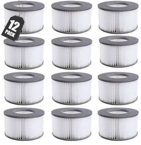 KGC Ersatz Filterkartuschen für MSpa Filter, Ersatzfilter kompatibel mit Whirlpool MSpa Modelle ab 2020, Filterkartusche Wasserfilter für Aufblasbare Pools,Heiße U-Boote und Spa (12 PCS)
