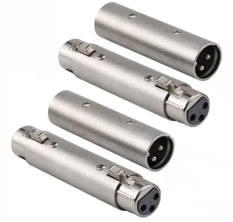Comioke Adaptador XLR, 4 Piezas Cambiador de Género XLR de 3 Pines, Acoplador de Conector XLR, 3 Pines Macho a Macho/Hembra a Hembra Compatible con Micrófonos y Mezcladores
