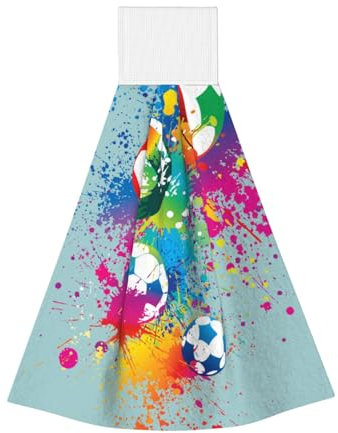 FZGGWYHL Buntes Handtuch mit Fußball-Aufdruck, Korallensamt