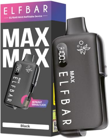 ELFBAR MAX I kein Liquid kein Nikotin enthalten I 650 mAh Akku Kit I USB-C Schnellladung MTL/RDL (Black)