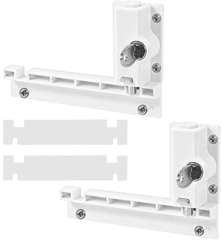 Funabridge 2 serrature di sicurezza per porte scorrevoli, serrature in plastica con binario scorrevole e kit di montaggio, include chiavi, viti e facile installazione