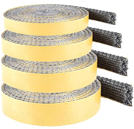 Selbstklebendes Kamin Dichtband, Dichtung für Kaminofen, Ofendichtband (3mmx15mmx3m), Ofenrohr, Kamintür, Smoker Ofendichtschnur Feuerfestes Dichtungsband für Kaminofentür, Kaminscheiben Dichtung
