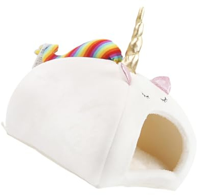 MOTHNUR Warmes Hamsternest Einhorn Schlafbett Kleintier Kuschelnest Weiches Haustiernest für Winter und Schlafkomfort
