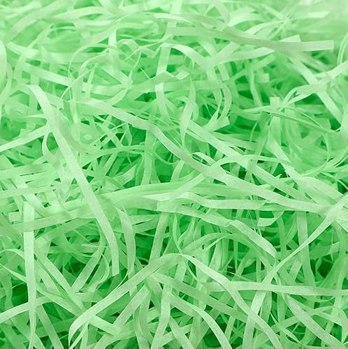 200 g d'herbe de Pâques verte – Herbe décorative verte en papier pour décoration de Pâques, bricolage, boîte cadeau de Pâques, panier cadeau, remplissage du nid de Pâques, décoration de Pâques