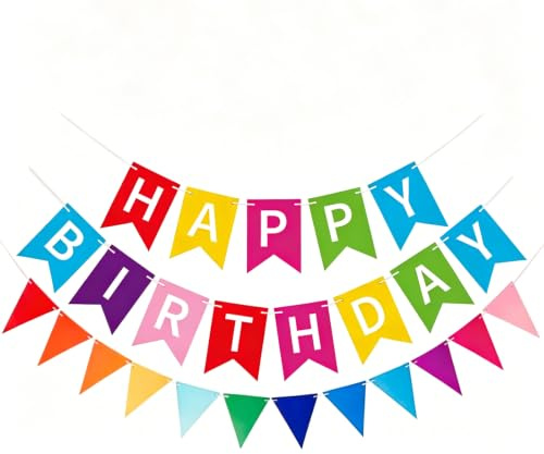 Bunt Happy Birthday Deko Banner und Wimpelkette für Kinder Geburtstagsdeko