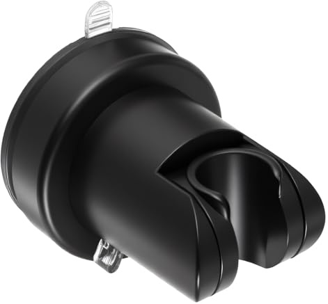 Support de pommeau de douche à ventouse réglable amovible sans perçage Support mural en plastique ABS durable pour salle de bain Noir 8,3 x 7,9 cm