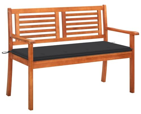 Teenpull 2-Sitzer-Gartenbank, 120 cm, Massivholz Eukalyptus, Anthrazit Auflage, wetterfest, für Terrasse & Veranda