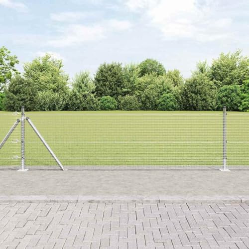 zylophax Zaunpfosten Silber aus Stahl pulverbeschichtet 10000 x 3,2 x 50 cm wetterfest für Garten und Terrasse mit sicherer Einzäunung, ideal für Sichtschutz, Doppelstabmatte, Maschendraht, Tor