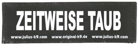 JULIUS K-9 Klettaufschrift, ZEITWEISE TAUB, klein, Schwarz