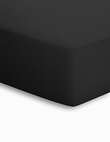 schlafgut Mako-Jersey Basic Spannbetttuch, Baumwolle, schwarz, 200 x 200 cm
