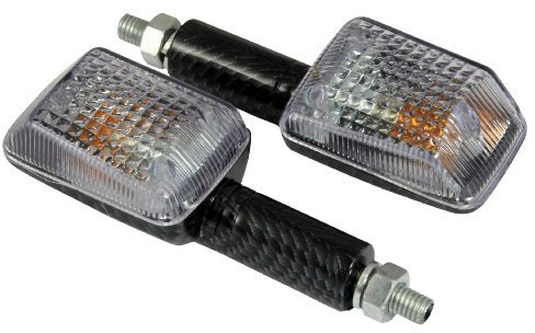 Motorcycle Long Stem Mini Indicators With Carbon Body And Clear Lens