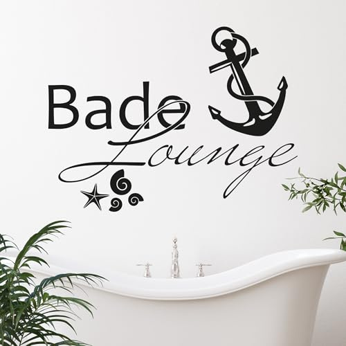 GRAZDesign Wandtattoo Bad Bade Lounge maritime Deko als Aufkleber | Anker - 54x40cm / 071 grau