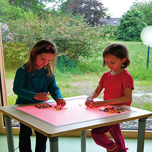 KL-Toys Leuchttisch farbig / Leuchtpanele (55 x 55 cm) / 22 mm starker Buchenholzrahmen (75 x 75 cm) / für Verschiedene Kreativtechniken + Legespiele