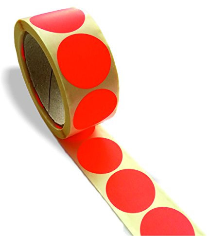 Markierungspunkte, leuchtrot, 500 Stück auf Rolle, 40 mm Durchm. / Klebepunkte/Haftetiketten, rot, Leuchtfarbe, leuchtend, runde Aufkleber, Punkte, Etiketten