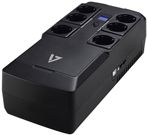 V7 Multiprise avec protection contre la surtension 6 EU (3 USV 450W) Noir