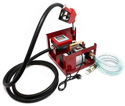 Wiltec Heizöl- und Dieselpumpe 230V/550W 60l/min selbstansaugende Pumpe mit automatischer Pistole, Kraftstoffpumpe, Absaugpumpe