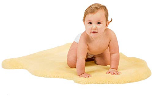 WaySoft Baby Sheepskin Rug, Oeko-TEX Certified, Safe & Natural Nursery Rug, 100% Genuine New Zealand Soft Fur Rug Baby Carpet