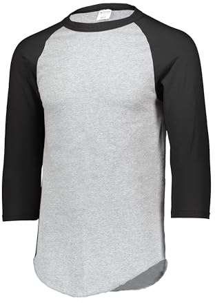 Augusta Sportswear Men's Baseball Jersey 2.0 3/4 Sleeve, Athletic Heather/Black, XX-Large