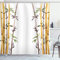 ABAKUHAUS asiatisch Duschvorhang, Hand Drawn Bambusse Blatt, Stoffliches Gewebe Badezimmerdekorationsset mit Haken, 175 x 180 cm, Braun Creme Weiß