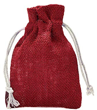 | 3 Jutesäckchen - 40x30 cm - 100% Jute, Geschenkbeutel, Dekoration, Aufbewahrung, Winter-Topfschutz (rot)