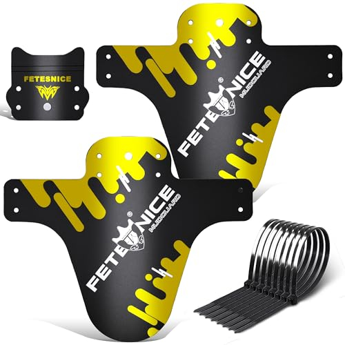 FETESNICE Schutzblech Mountainbike, verstellbares MTB Schutzblech, Fahrrad schutzbleche vorne und hinten, kompatibel mit 26, 27,5, 29, Plus Size und Fat Bike Radgrößen (Yellow)