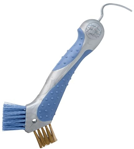 Imperial Riding IRH Scraper, Robust Hoof Pick, Metal Brush Cleaner with Ergonomic Handle, Hoof Scraper with Patented Design & Glamour Look, Blue Breeze
