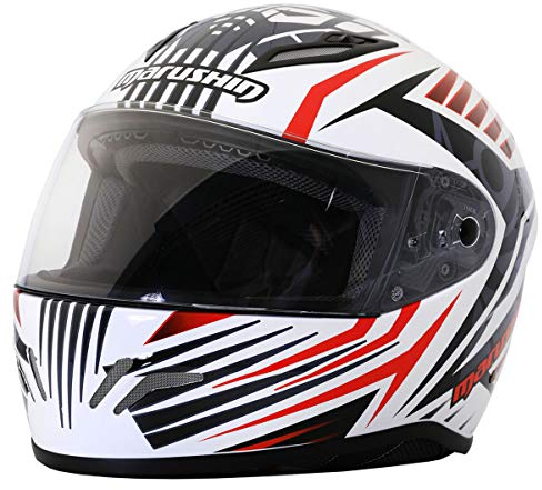 Marushin RS3 Comfort Motorrad Helm Integralhelm Tourenfahrer Sportfahrer, M, Weiß/Rot