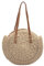 ZYUEER Grand Sac A Main Bandouliere Femme Vintage Cuir Boheme Rond, En Paille et Rotin Rond Filles (Blanc)