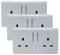 Trendi 2 Gang Artistic Modern Glossy 13 Amp Switched Tactile Plug Socket Silver (3 Pack)