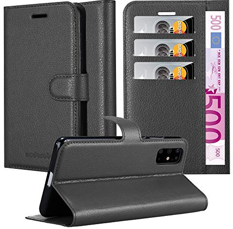 Cadorabo Hülle kompatibel mit Samsung Galaxy S20 Plus Handyhülle aus Kunst Leder Flip Klappbare Stoßfeste Magnetische [Standfunktion] [Kartenfächern] Cover Hülle für Galaxy S20 Plus Tasche in Schwarz