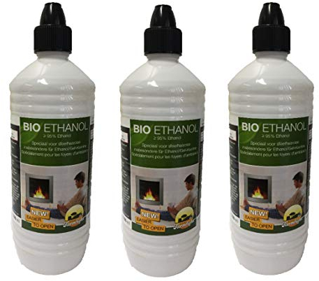 Lot de 3 bouteilles de 1 l de cheminée au gel éthanol Cheminée murale Gel bioéthanol