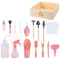 WingFly 15 Stück Mini Sukkulenten Werkzeug Garten Pflanzwerkzeug Set Gartenhandtransplantation für Sukkulenten Minigärten im Innenbereich Gärten Topfpflanze (Rosa)